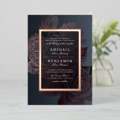 Luxe roos goud  botanische florale bruiloft folie uitnodiging (Staand Voorkant)