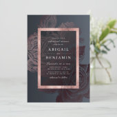 Luxe roos goud  botanische repetitie diner kaart (Staand voorkant)