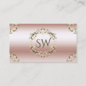 Luxe Roos Goud  en Monogram Indrukwekkend Visitekaartje (Voorkant)