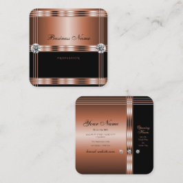 Luxe Roos Goud en Zwart met Faux Rhinestones Vierkante Visitekaartje