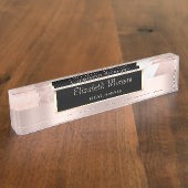 Luxe Roos Goud Geometrisch Marmeren Lijst Naambordje (Zijkant)