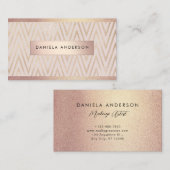 Luxe Roos Goud Geometrische Achtergrond Chic Visitekaartje (Voorkant / Achterkant)