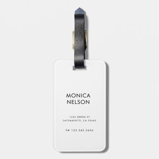 Luxe Roos Goud Getuft Monogram Bagagelabel (Achterkant verticaal)