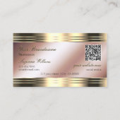 Luxe Roos Goud Glanzende Diamanten Logo QR Code Visitekaartje (Achterkant)