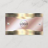 Luxe Roos Goud Glanzende Diamanten Logo QR Code Visitekaartje (Voorkant)