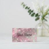 Luxe Roos Goud Marmered Glitter Glanzende Sterren  Visitekaartje (Staand voorkant)