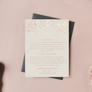 Luxe Roos Goud Mediterraan Tegel Trouwinformatie Folie Feestdagen Briefkaart