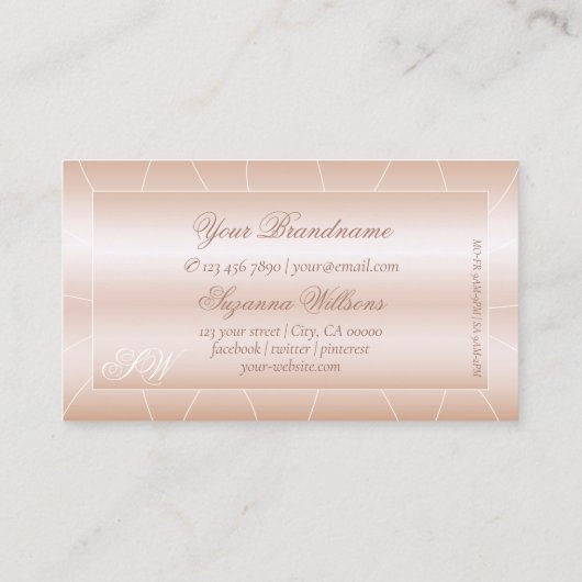 Luxe Roos Goud met Diamanten en Monogram Noble Visitekaartje (Achterkant)