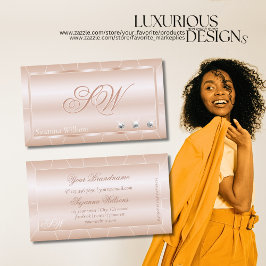 Luxe Roos Goud met Diamanten en Monogram Noble Visitekaartje