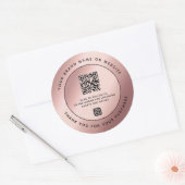 Luxe Roos Goud Metallic Dank u QR Code Ronde Sticker (Envelop)