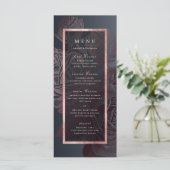 Luxe roos goud moody botanische bruiloft menu (Staand voorkant)