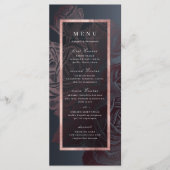 Luxe roos goud moody botanische bruiloft menu (Voorkant)