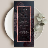 Luxe roos goud moody  botanische bruiloft menu