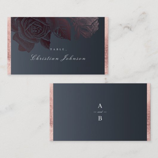 Luxe roos goud moody  botanische bruiloft plaatskaartje (Voorkant / Achterkant)