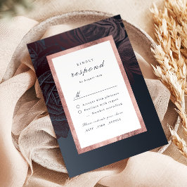 Luxe roos goud moody  botanische bruiloft RSVP kaartje