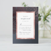 Luxe roos goud moody botanische bruiloft RSVP kaartje (Staand voorkant)