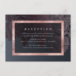 Luxe roos goud  roos bruiloft receptie informatiekaartje