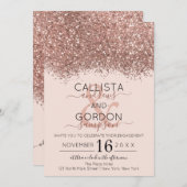 Luxe Roos Goud Roze Glitter Confetti Verloving Kaart (Voorkant / Achterkant)