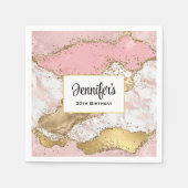 Luxe Roos Goud Roze Marmer Design Verjaardag Servet (Voorkant)