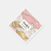 Luxe Roos Goud Roze Marmer Design Verjaardag Servet (Hoek)