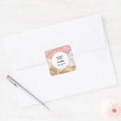 Luxe Roos Goud Roze Marmeren Design Kaarsenambacht Vierkante Sticker (Envelop)