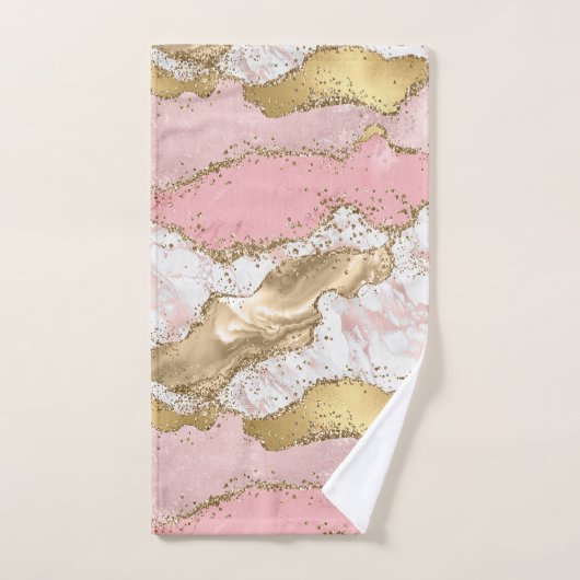 Luxe Roos Goud Roze Marmeren Ontwerp Bad Handdoek (Handdoek)