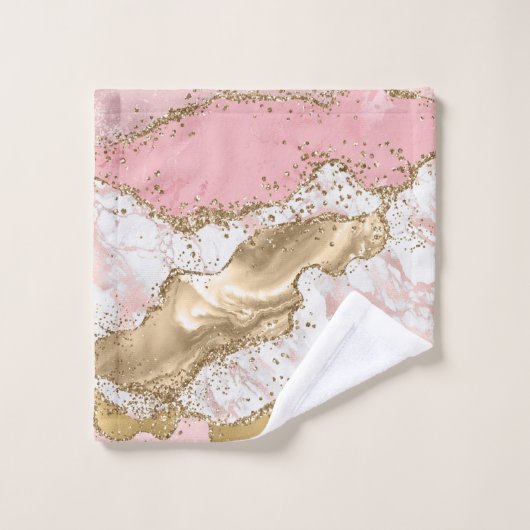 Luxe Roos Goud Roze Marmeren Ontwerp Bad Handdoek (Wasdoekje)