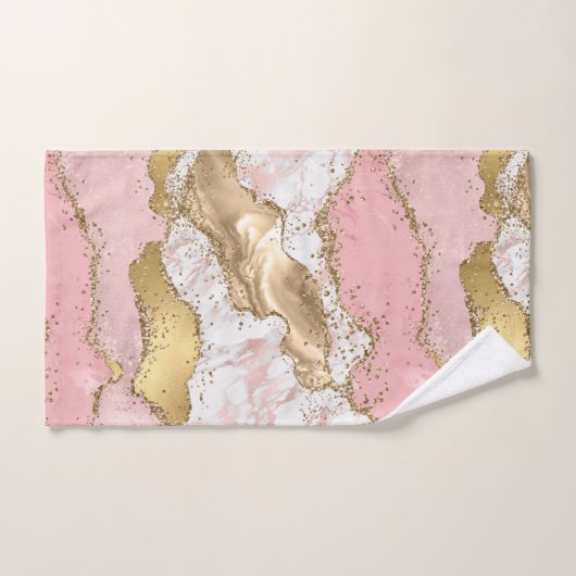 Luxe Roos Goud Roze Marmeren Ontwerp Bad Handdoek (Handdoek)