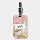 Luxe Roos Goud Roze Marmeren Ontwerp Bagagelabel (Voorkant verticaal)
