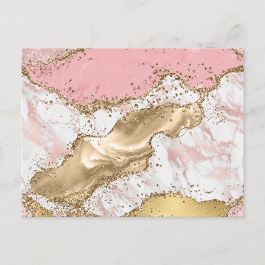 Luxe Roos Goud Roze Marmeren Ontwerp Briefkaart (Voorkant)