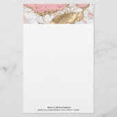 Luxe Roos Goud Roze Marmeren Ontwerp Briefpapier (Voorkant)