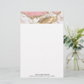 Luxe Roos Goud Roze Marmeren Ontwerp Briefpapier (Staand voorkant)
