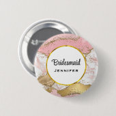Luxe Roos Goud Roze Marmeren Ontwerp Bruidsmeisje Ronde Button 5,7 Cm (Voorkant /achterkant)