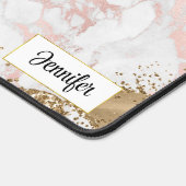 Luxe Roos Goud Roze Marmeren Ontwerp Bureaumat (Hoek)