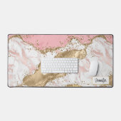 Luxe Roos Goud Roze Marmeren Ontwerp Bureaumat (Keyboard & Muis)