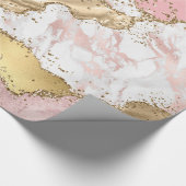 Luxe Roos Goud Roze Marmeren Ontwerp Cadeaupapier (Hoek)