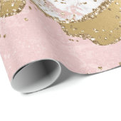 Luxe Roos Goud Roze Marmeren Ontwerp Cadeaupapier (Rol Hoek)