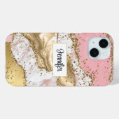 Luxe Roos Goud Roze Marmeren Ontwerp Case-Mate iPhone Case (Achterkant (horizontaal))