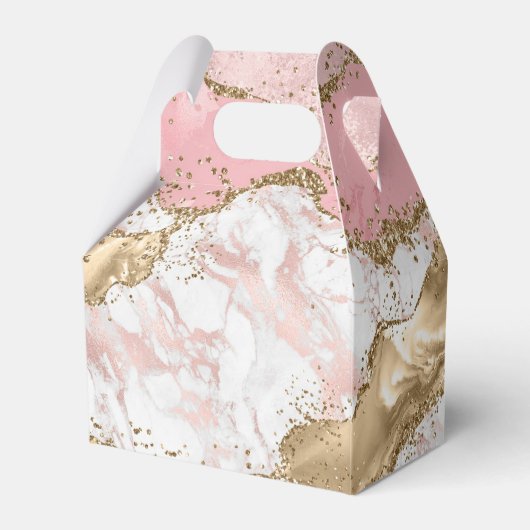 Luxe Roos Goud Roze Marmeren Ontwerp Dank u Bedankdoosjes (Achterkant)