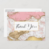 Luxe Roos Goud Roze Marmeren Ontwerp Dank u Briefkaart (Voorkant / Achterkant)