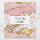 Luxe Roos Goud Roze Marmeren Ontwerp Dank u Wijn Etiket (Enkel label)