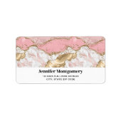 Luxe Roos Goud Roze Marmeren Ontwerp Etiket (Voorkant)