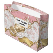 Luxe Roos Goud Roze Marmeren Ontwerp Groot Cadeauzakje (Achterkant Gekanteld)