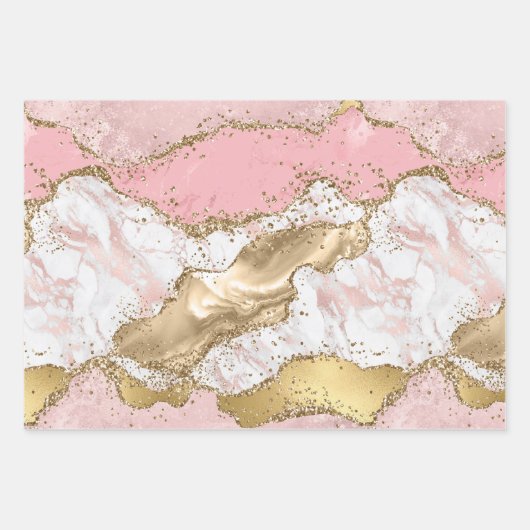 Luxe Roos Goud Roze Marmeren Ontwerp Inpakpapier Vel (Voorkant 2)