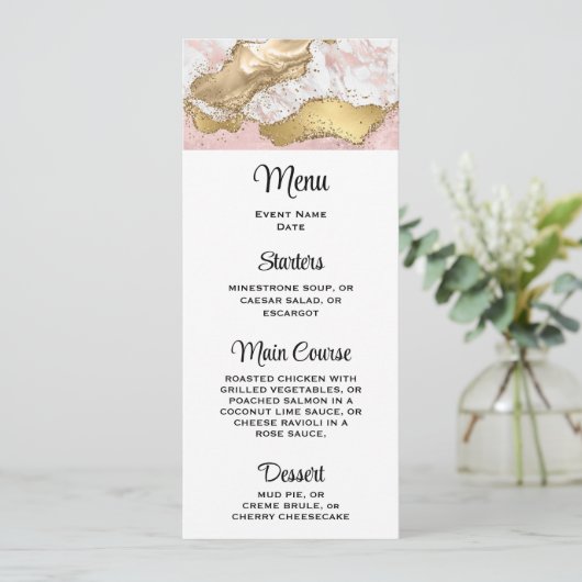Luxe Roos Goud Roze Marmeren Ontwerp Kaart (Staand voorkant)