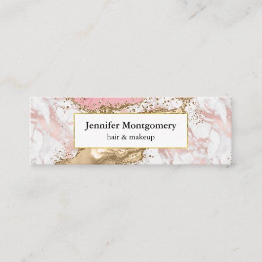 Luxe Roos Goud Roze Marmeren Ontwerp Mini Visitekaartje (Voorkant)