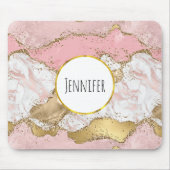 Luxe Roos Goud Roze Marmeren Ontwerp Muismat (Voorkant)