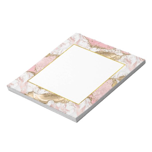 Luxe Roos Goud Roze Marmeren Ontwerp Notitieblok (Linkerzijde)