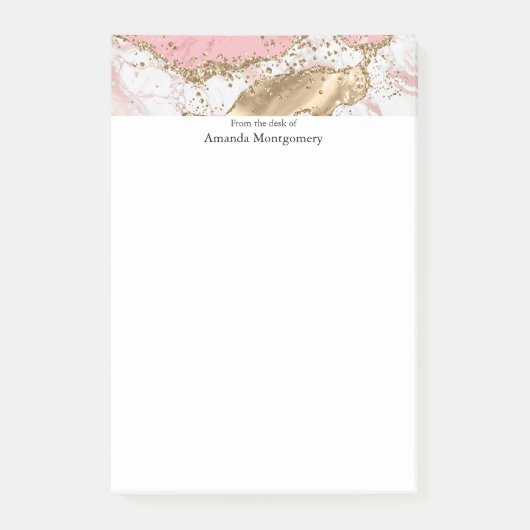 Luxe Roos Goud Roze Marmeren Ontwerp Post-it® Notes (Voorkant)