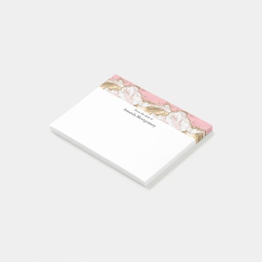 Luxe Roos Goud Roze Marmeren Ontwerp Post-it® Notes (Schuin)